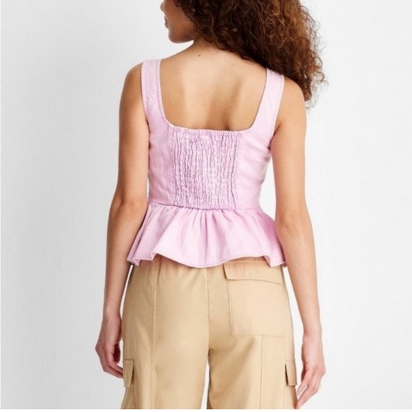 Future Collective | Pink Denim Corset Sleeveless Top Limited Edition Size L - Picture 2 of 13